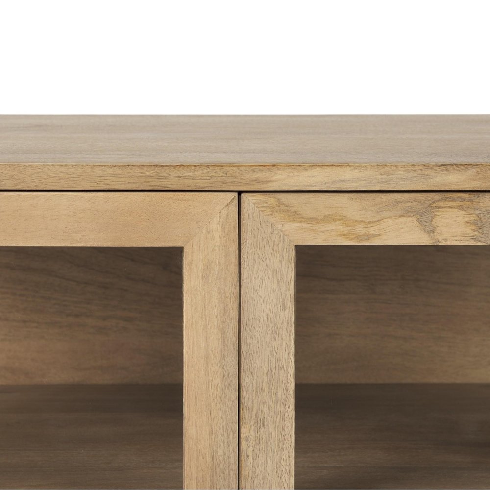 Natural Solid Wood Sideboard with Two Glass Doors - 36-inch