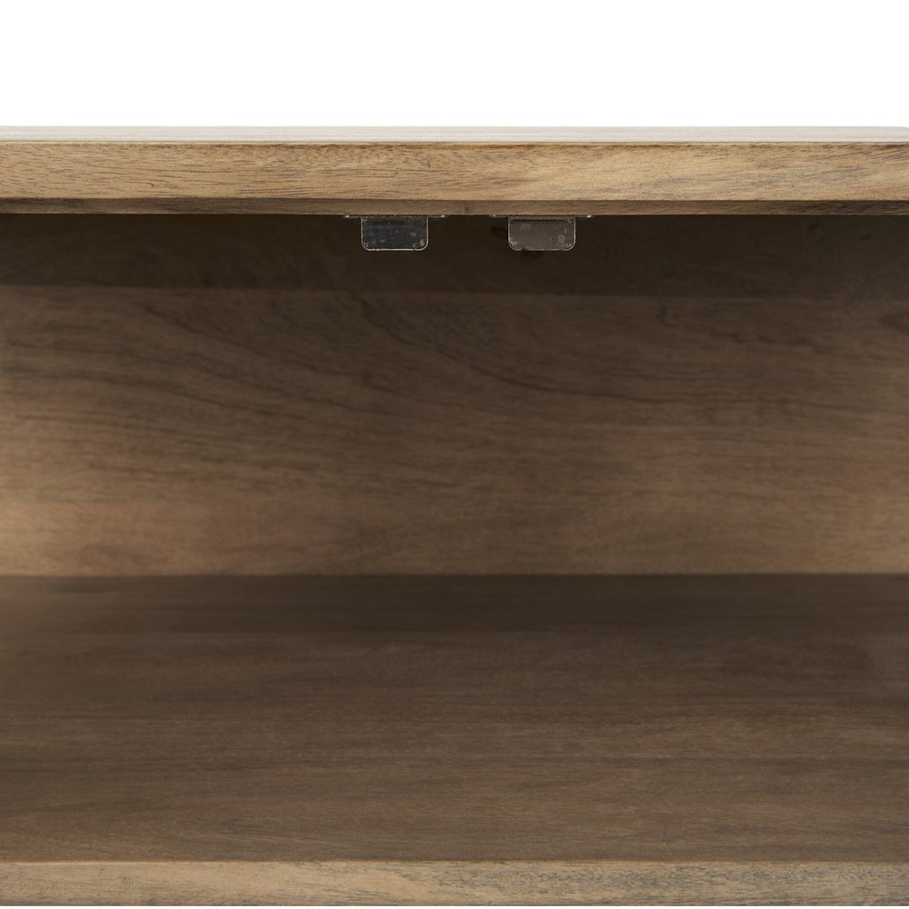 Natural Solid Wood Sideboard with Two Glass Doors - 36-inch
