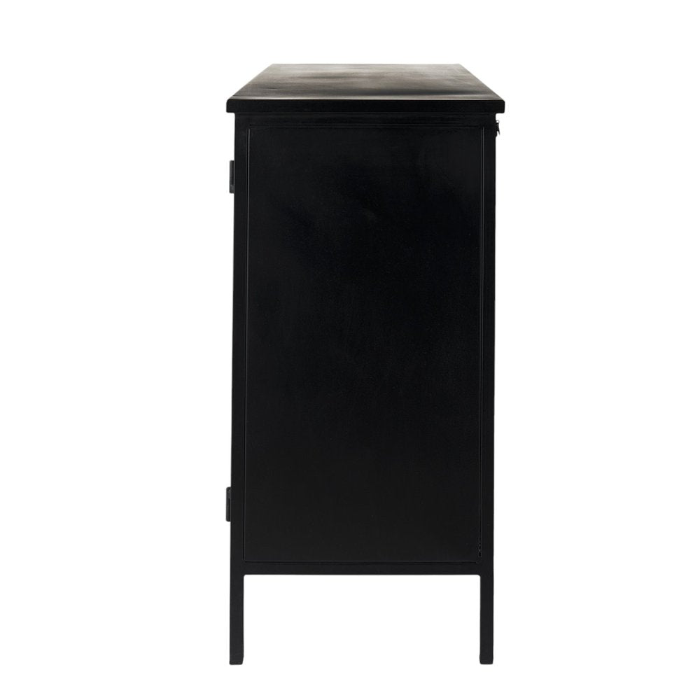 Black Iron Sideboard with Two Glass Doors - 41-inch