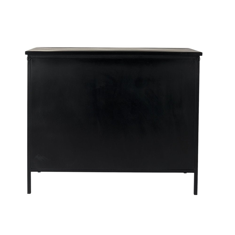 Black Iron Sideboard with Two Glass Doors - 41-inch