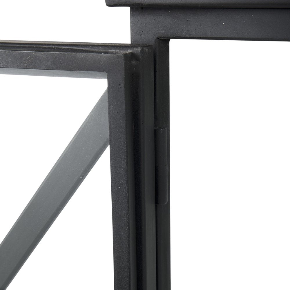 Black Iron Sideboard with Two Glass Doors - 41-inch