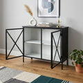 Black Iron Sideboard with Two Glass Doors - 41-inch