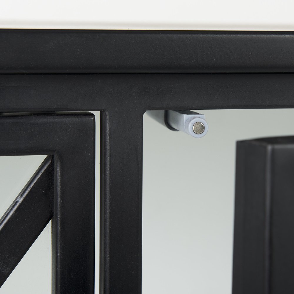 Black Iron Sideboard with Two Glass Doors - 41-inch