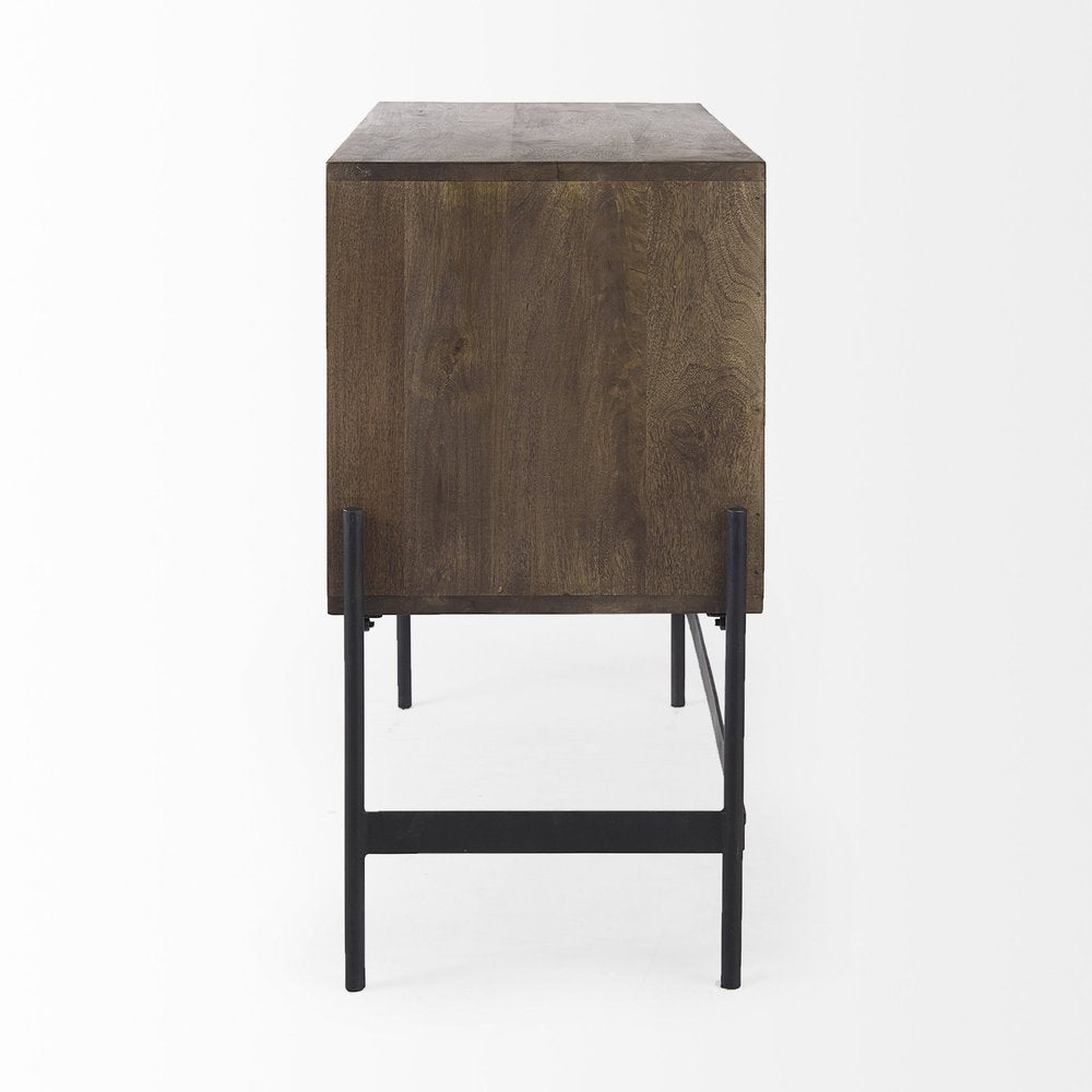 Dark Brown Two Door Cabinet with Metal Legs