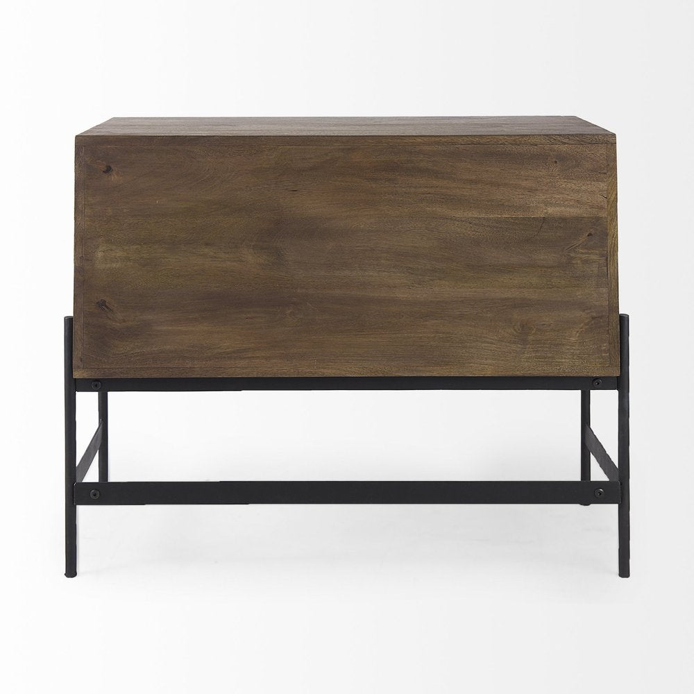 Dark Brown Two Door Cabinet with Metal Legs