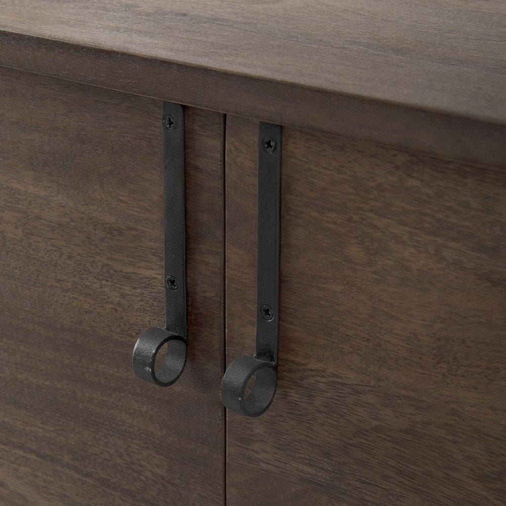 Dark Brown Two Door Cabinet with Metal Legs