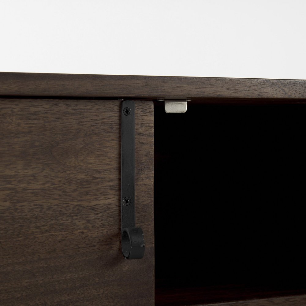 Dark Brown Two Door Cabinet with Metal Legs