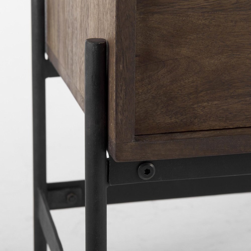 Dark Brown Two Door Cabinet with Metal Legs