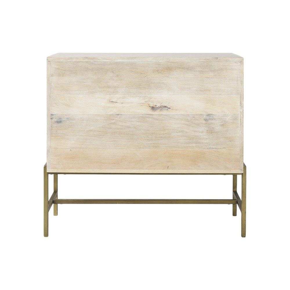 Gray Solid Wood Sideboard with Two Glass Doors - 38-inch