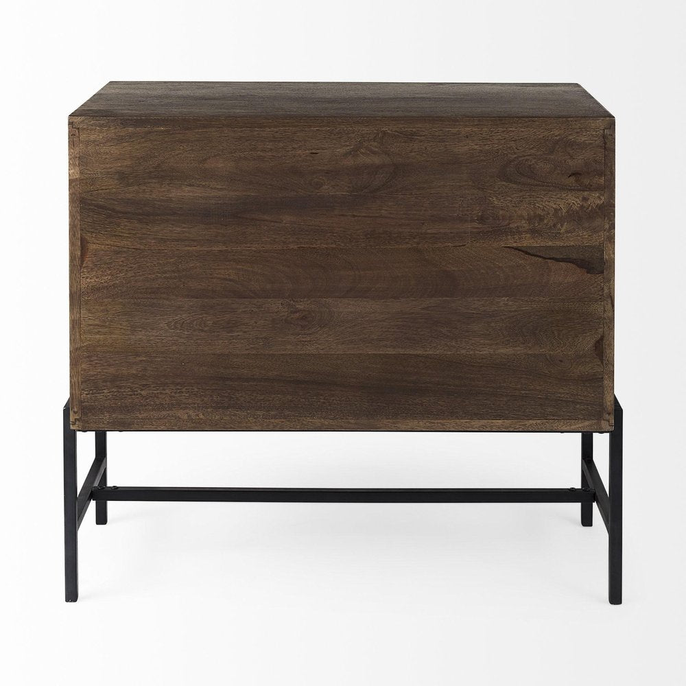 Gray Solid Wood Sideboard with Two Glass Doors - 38-inch