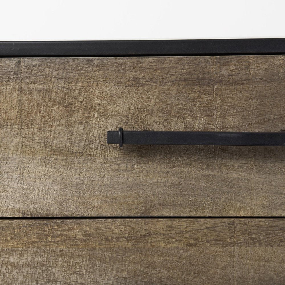 Brown and Black Distressed Accent Cabinet with Three Drawers - 20-inch