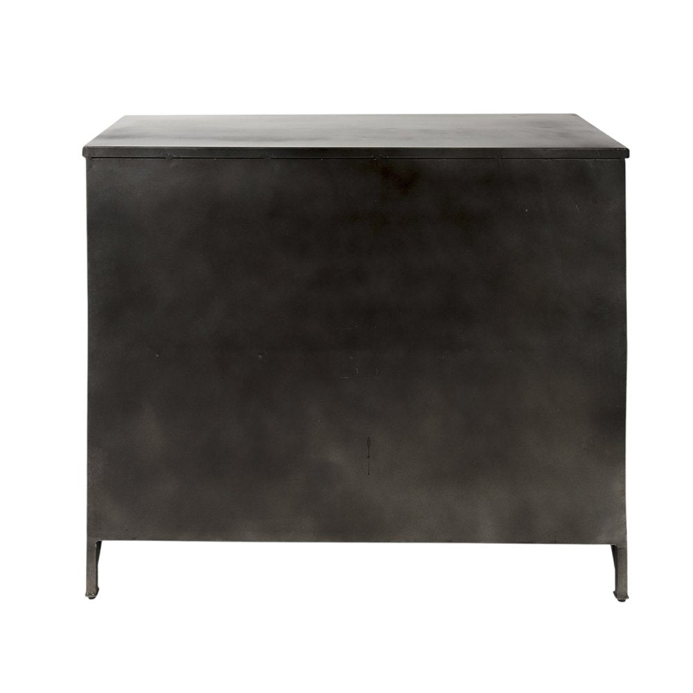 Black Iron Sideboard with Two Glass Doors - 40-inch