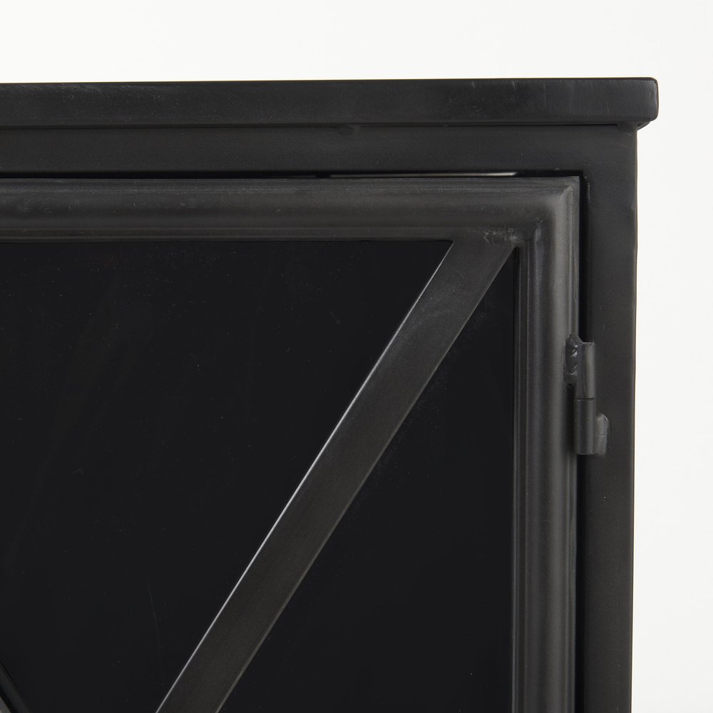 Black Iron Sideboard with Two Glass Doors - 40-inch