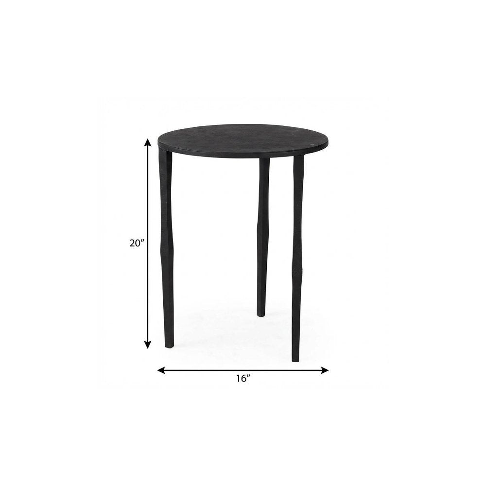Black Iron Round End Table - 20-inch