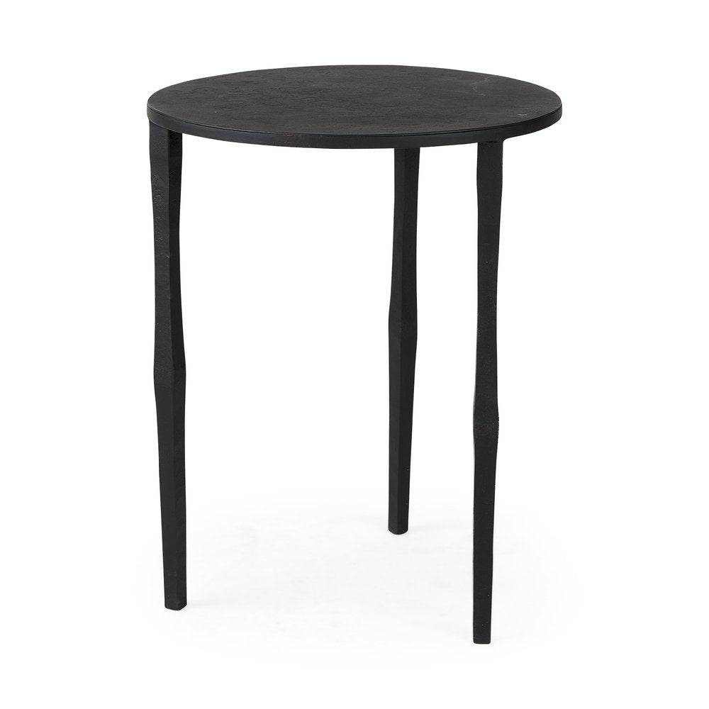 Black Iron Round End Table - 20-inch