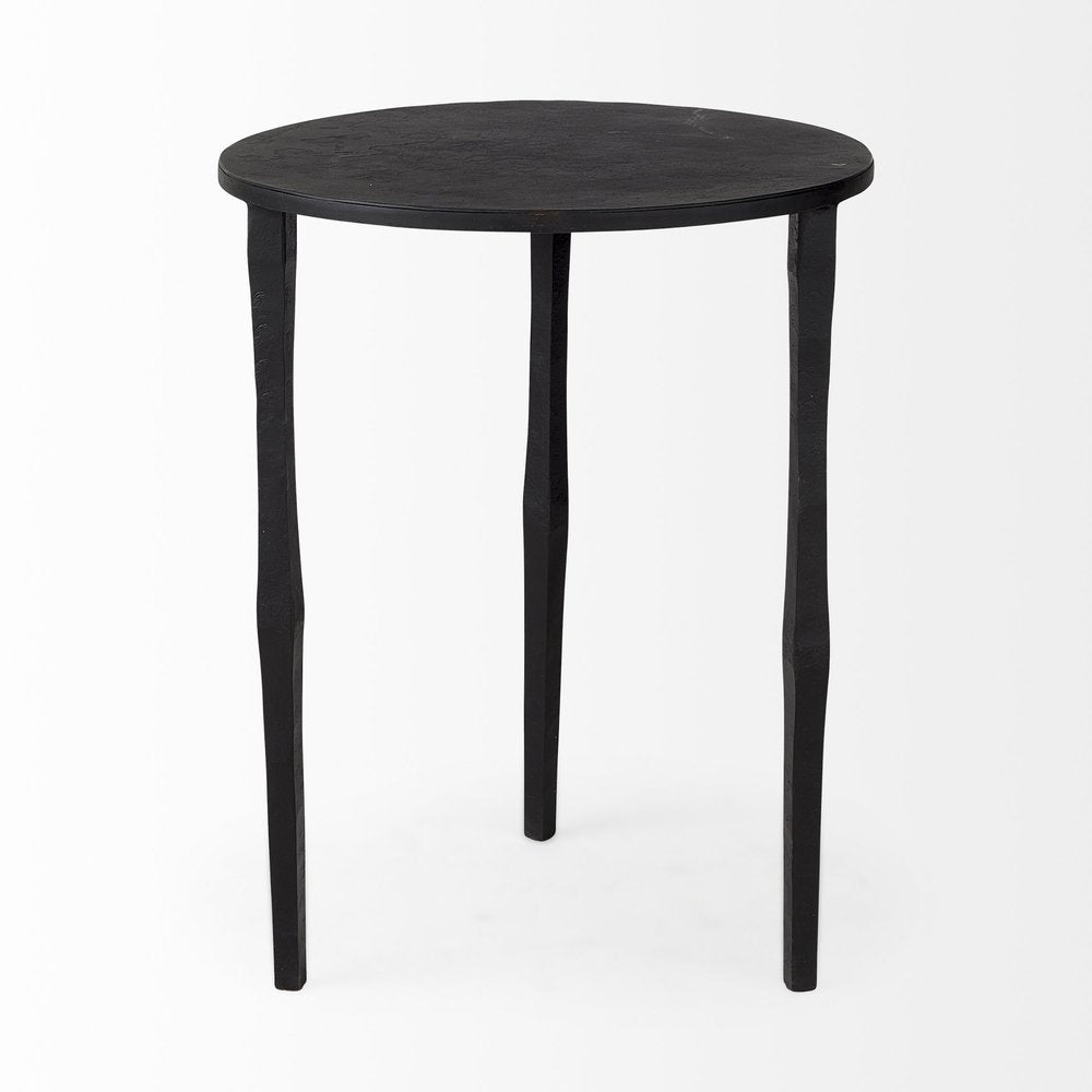 Black Iron Round End Table - 20-inch