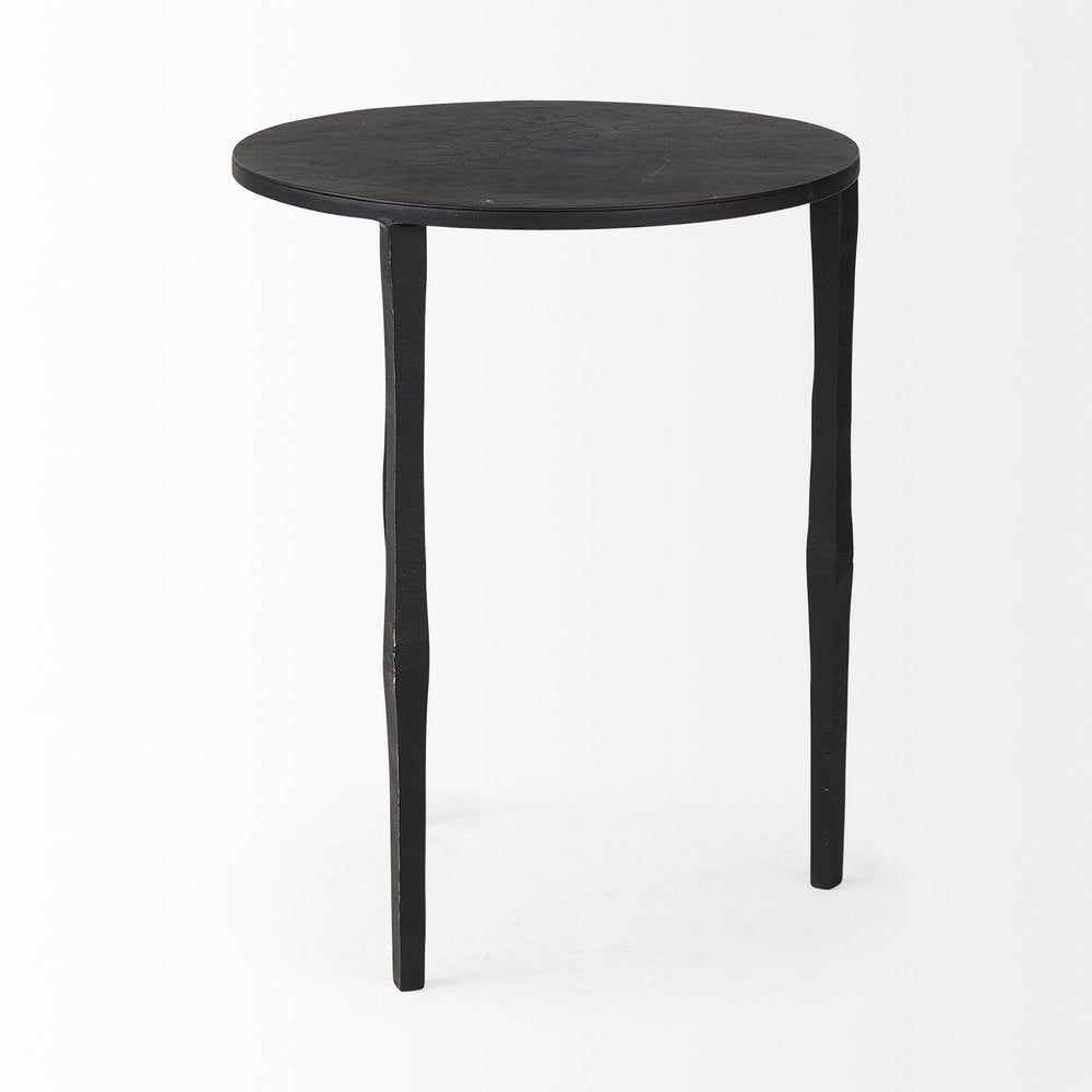 Black Iron Round End Table - 20-inch