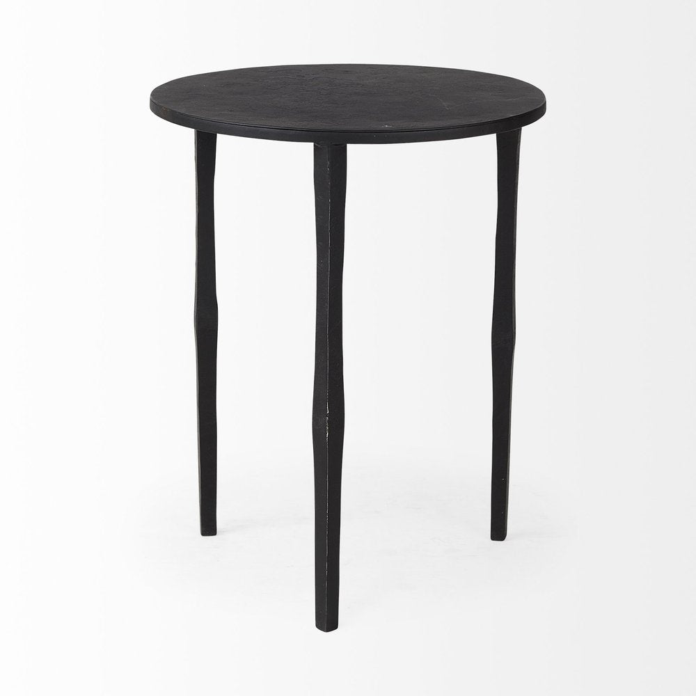 Black Iron Round End Table - 20-inch