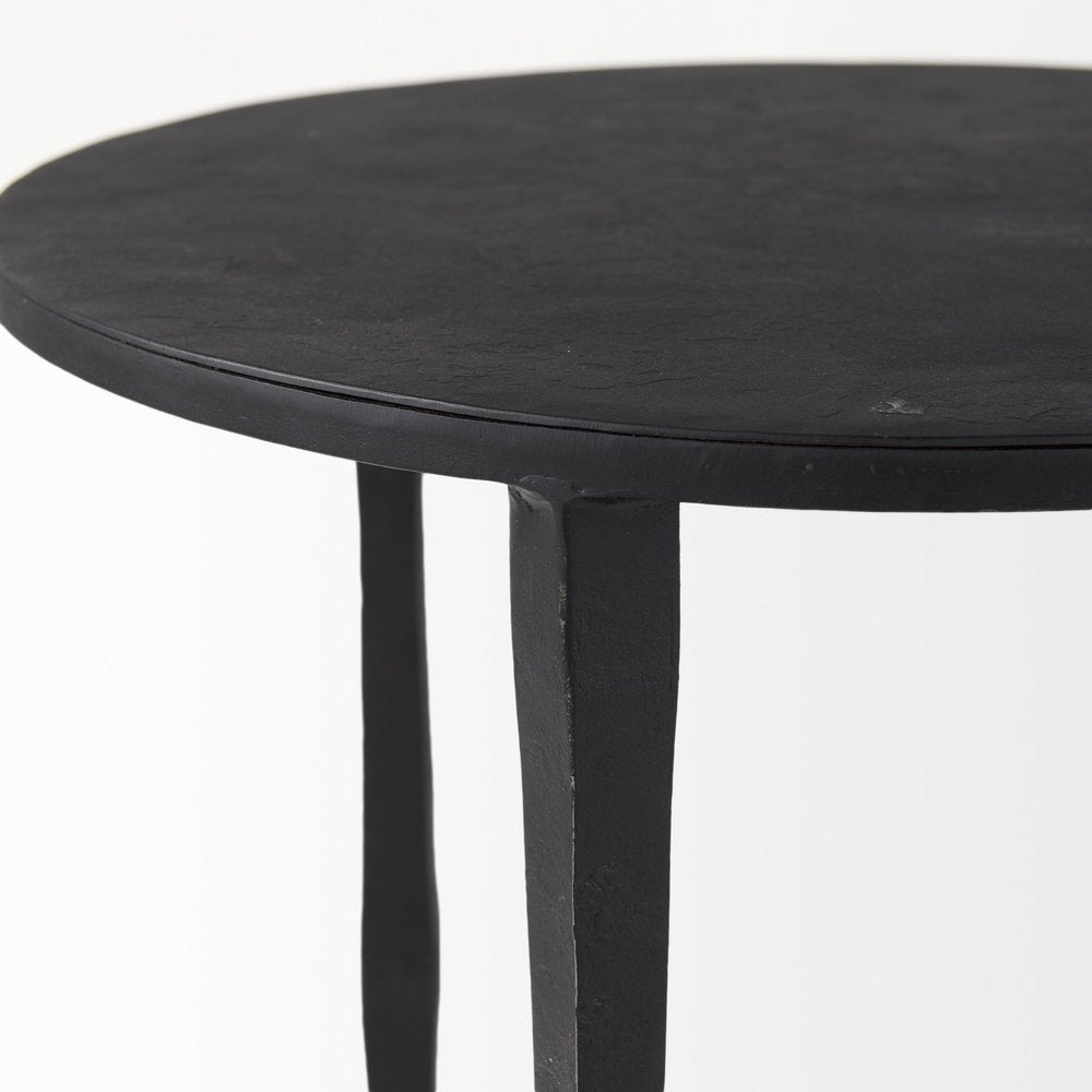 Black Iron Round End Table - 20-inch