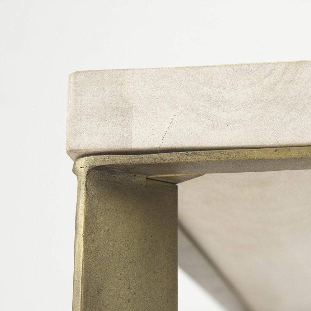 Beige Wood and Metal Square Coffee Table - 34-inch