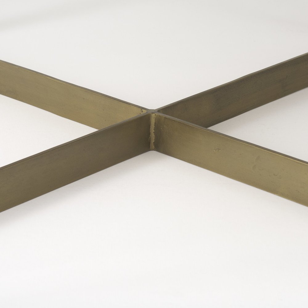 Beige Wood and Metal Square Coffee Table - 34-inch