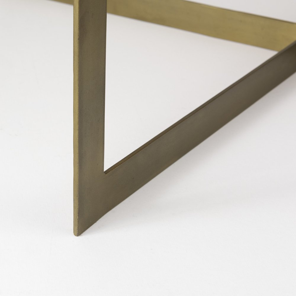 Beige Wood and Metal Square Coffee Table - 34-inch