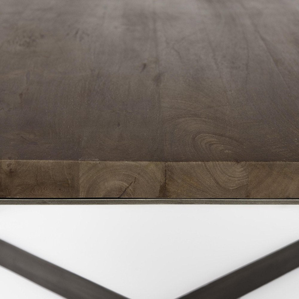 Brown Solid Wood and Metal Square Coffee Table - 34-inch