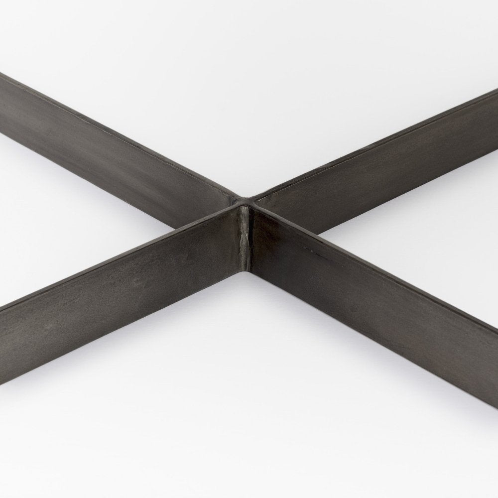 Brown Solid Wood and Metal Square Coffee Table - 34-inch