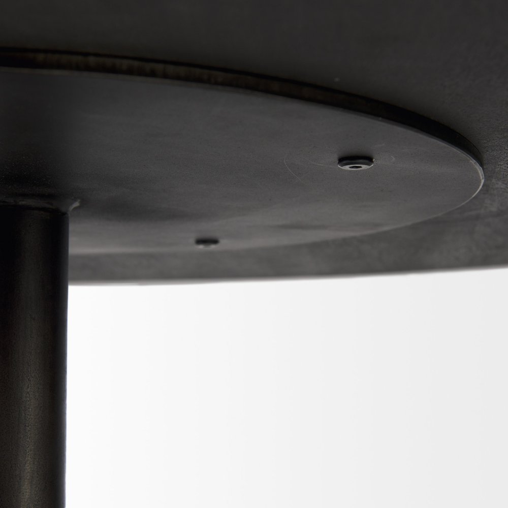 Dark Brown and Black Solid Wood and Iron Round Pedestal Coffee Table