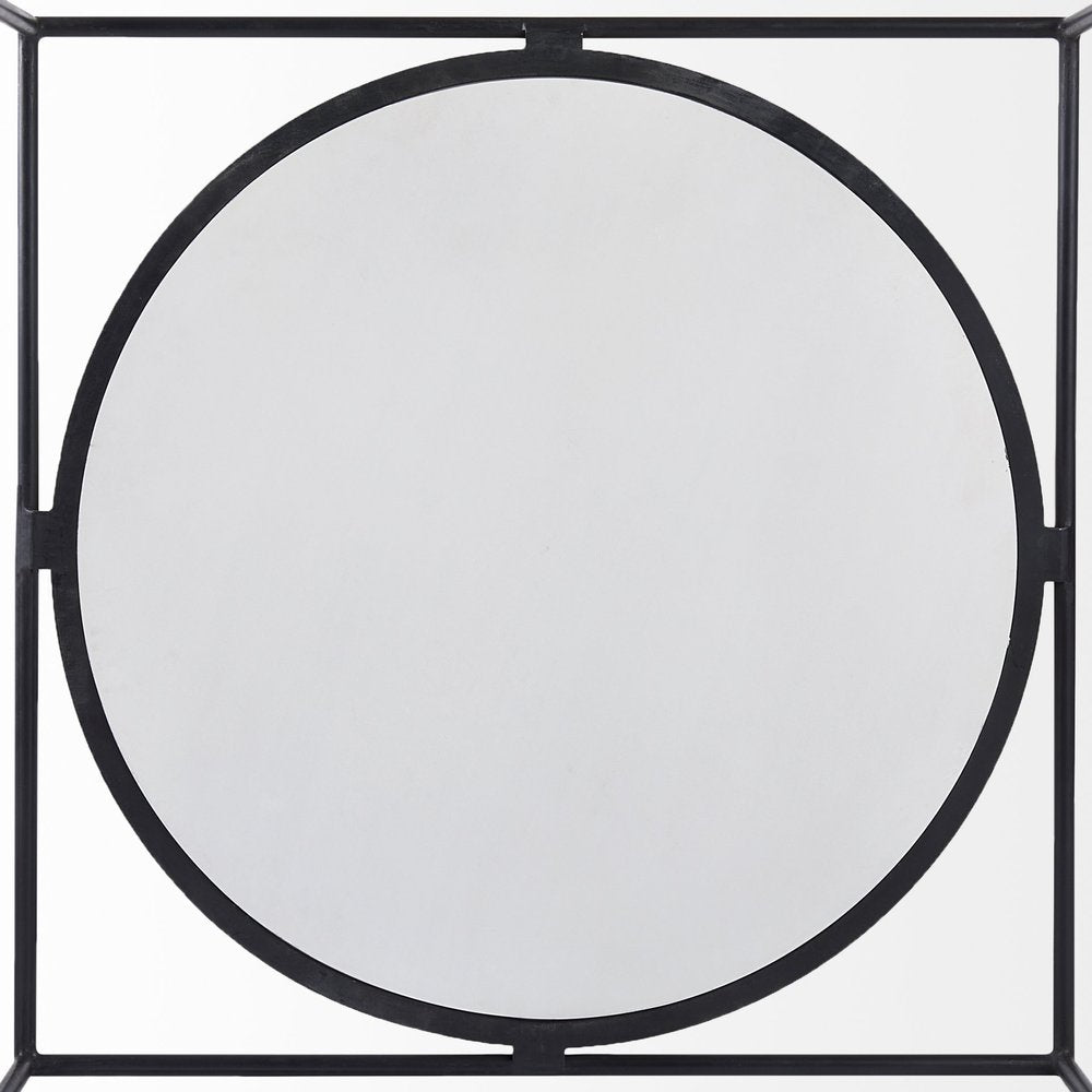 White and Black Genuine Marble and Metal Square Frame Coffee Table