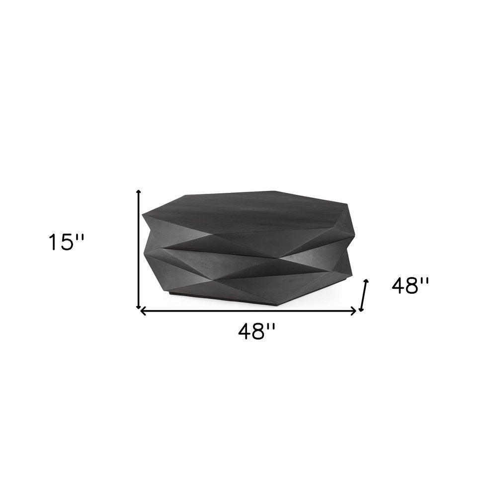 Black Wood Octagon Solid Coffee Table - 48-inch