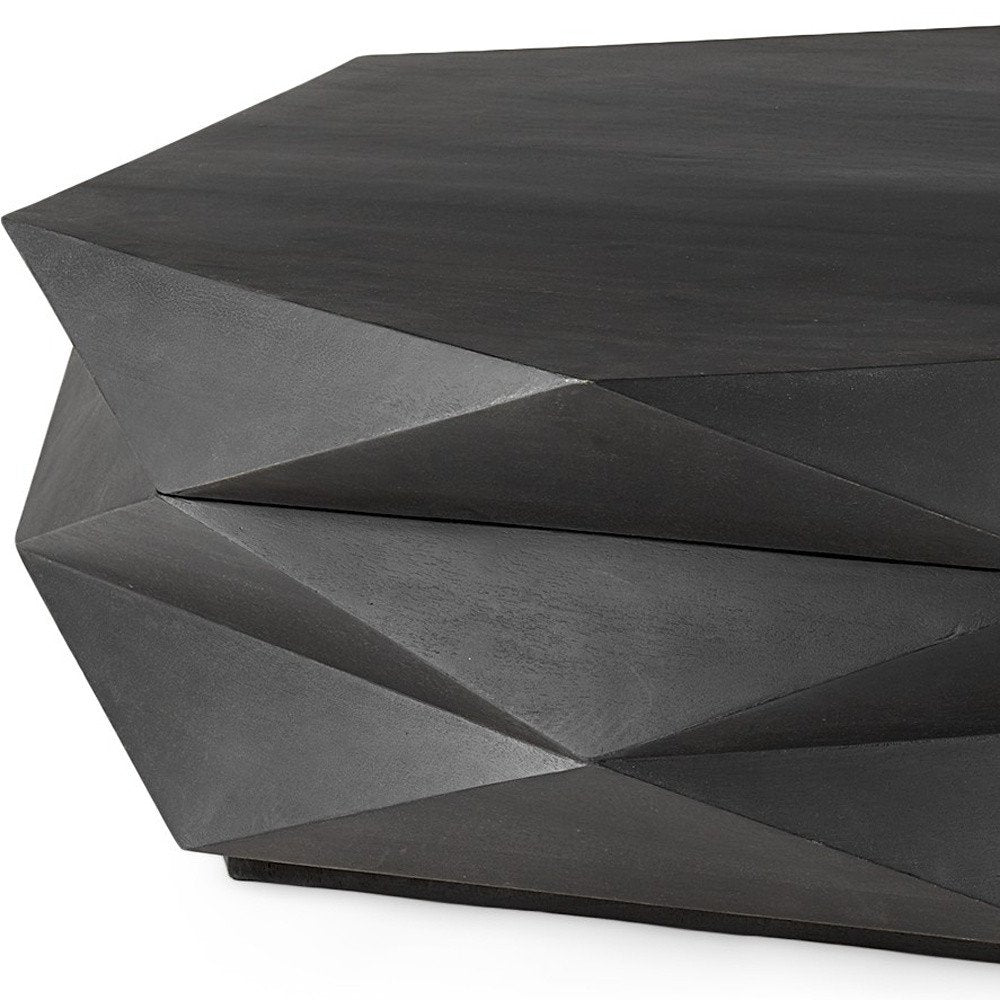 Black Wood Octagon Solid Coffee Table - 48-inch
