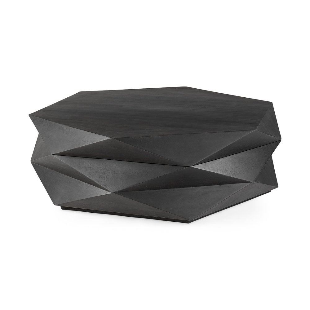 Black Wood Octagon Solid Coffee Table - 48-inch