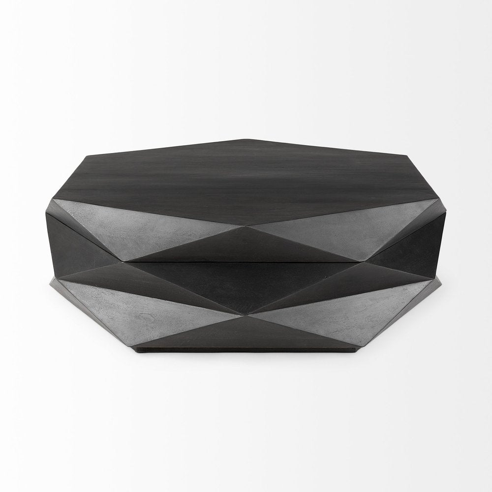 Black Wood Octagon Solid Coffee Table - 48-inch