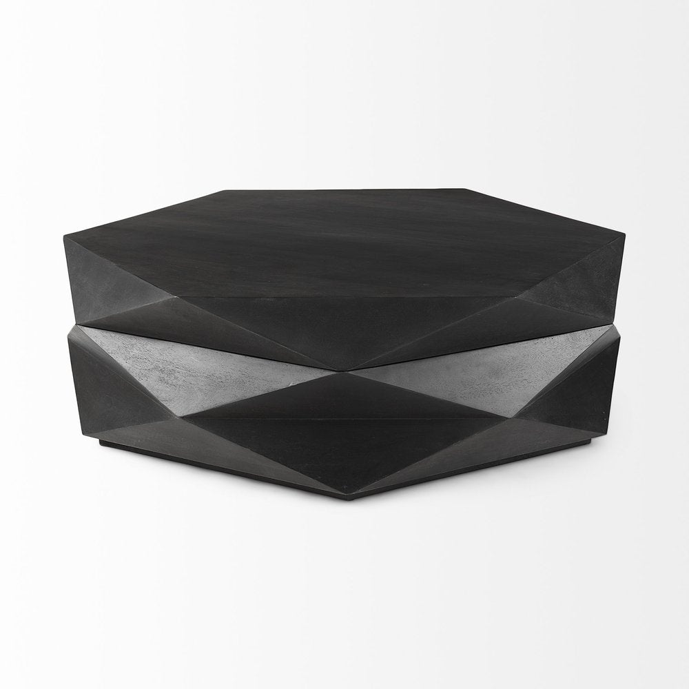 Black Wood Octagon Solid Coffee Table - 48-inch