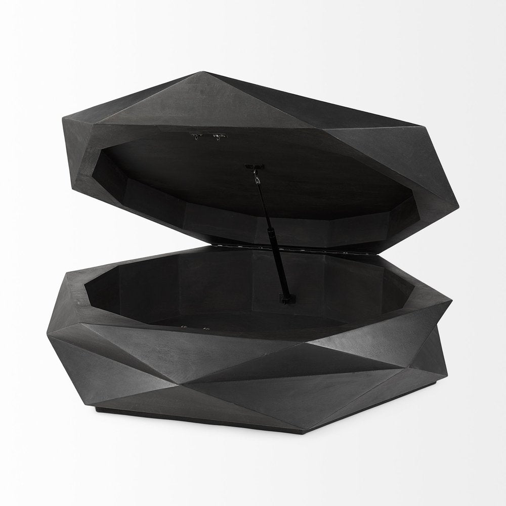 Black Wood Octagon Solid Coffee Table - 48-inch