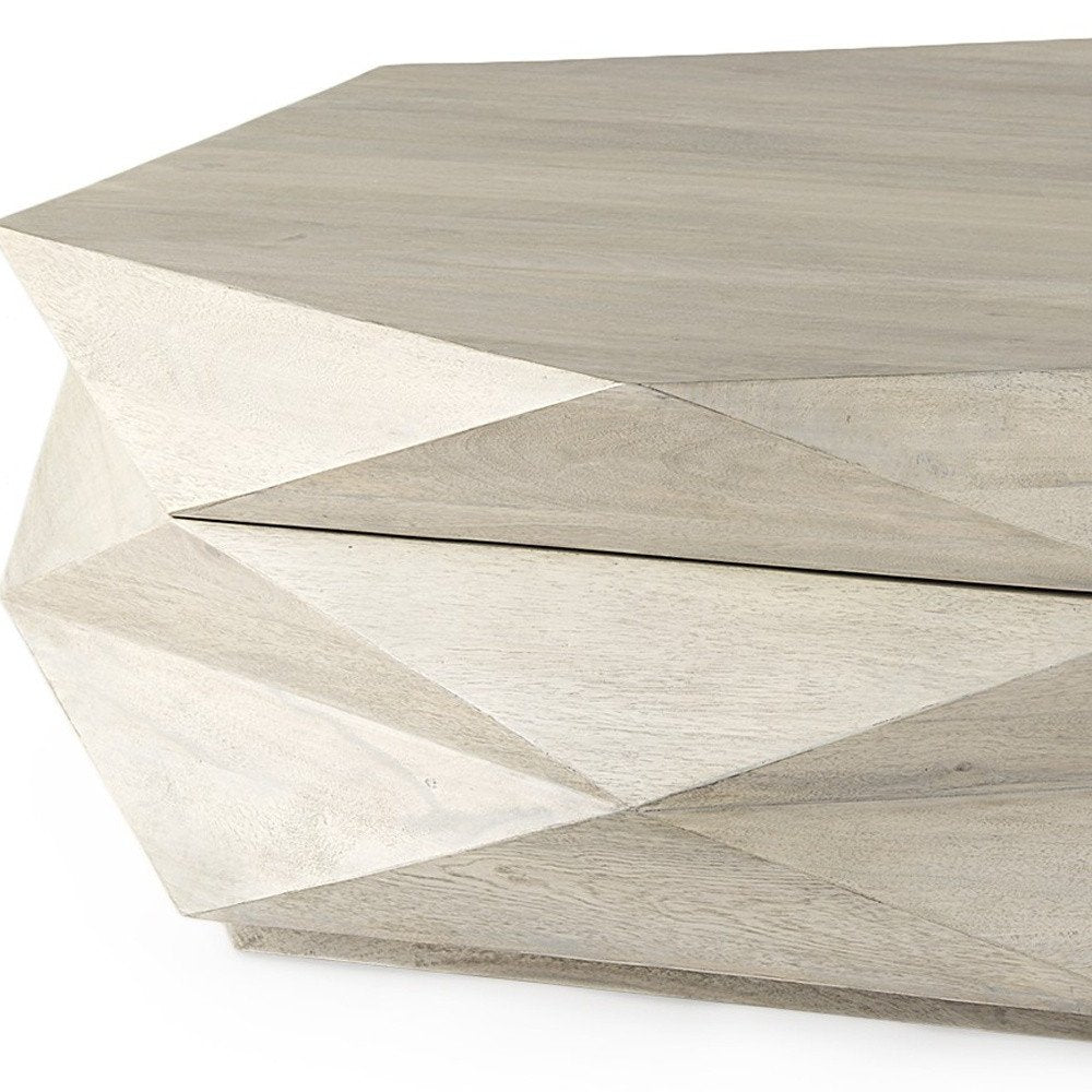 Natural Solid Wood Hexagon Lift Top Solid Coffee Table - 48-inch