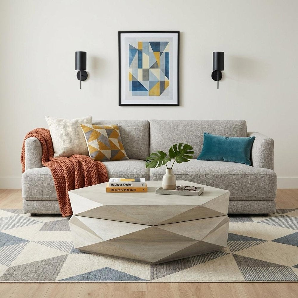 Natural Solid Wood Hexagon Lift Top Solid Coffee Table - 48-inch