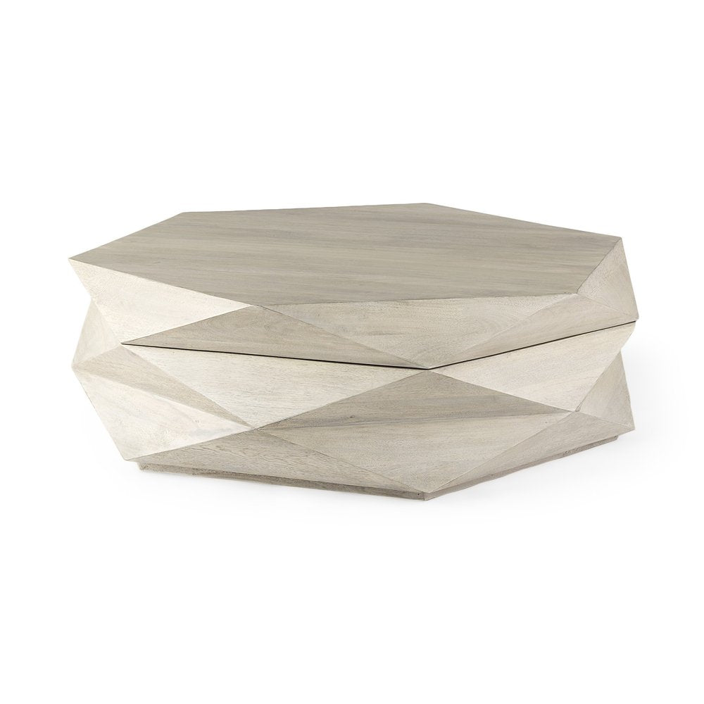 Natural Solid Wood Hexagon Lift Top Solid Coffee Table - 48-inch