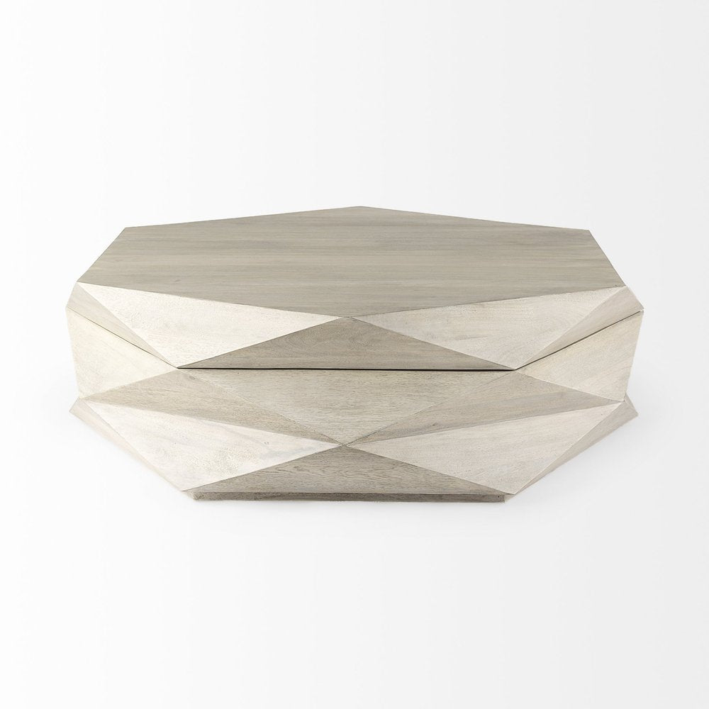 Natural Solid Wood Hexagon Lift Top Solid Coffee Table - 48-inch