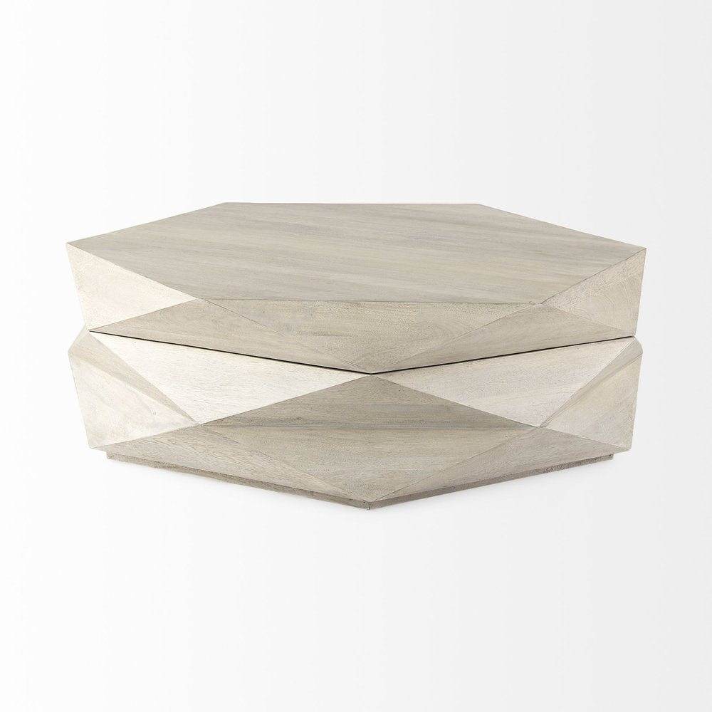 Natural Solid Wood Hexagon Lift Top Solid Coffee Table - 48-inch