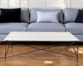 White Genuine Marble and Metal Coffee Table - 35-inch