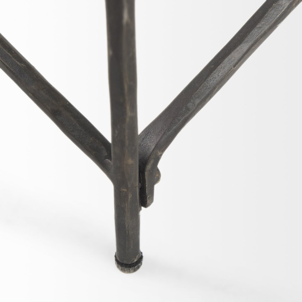 White Genuine Marble and Metal Coffee Table - 35-inch