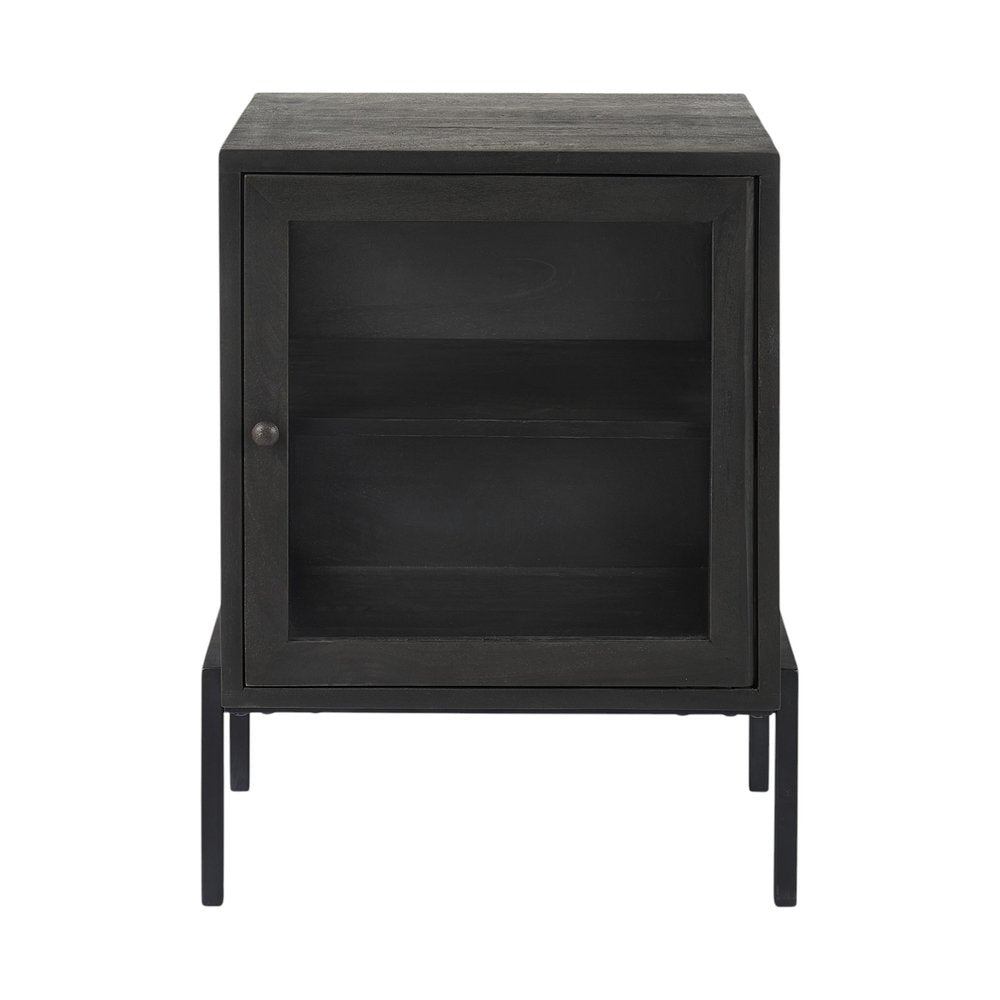 Black and Brown Solid Wood Square End Table - 26-inch