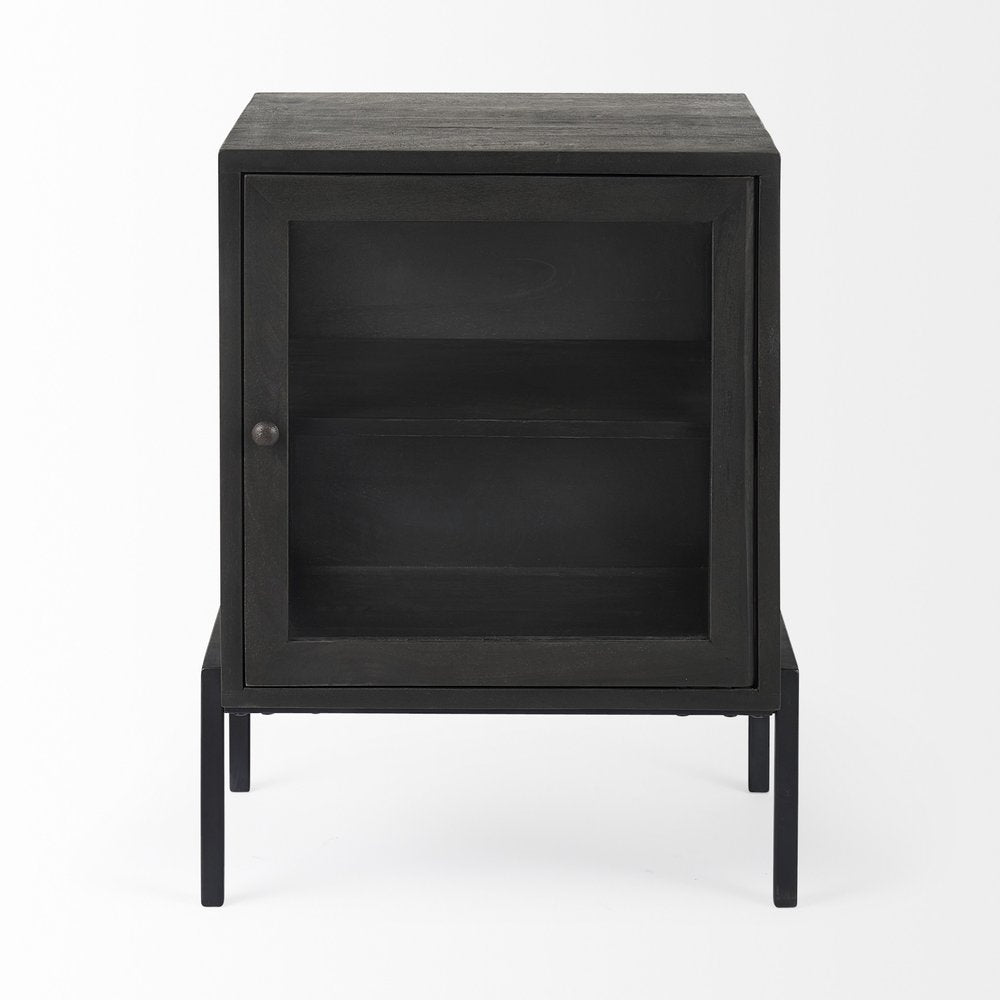 Black and Brown Solid Wood Square End Table - 26-inch