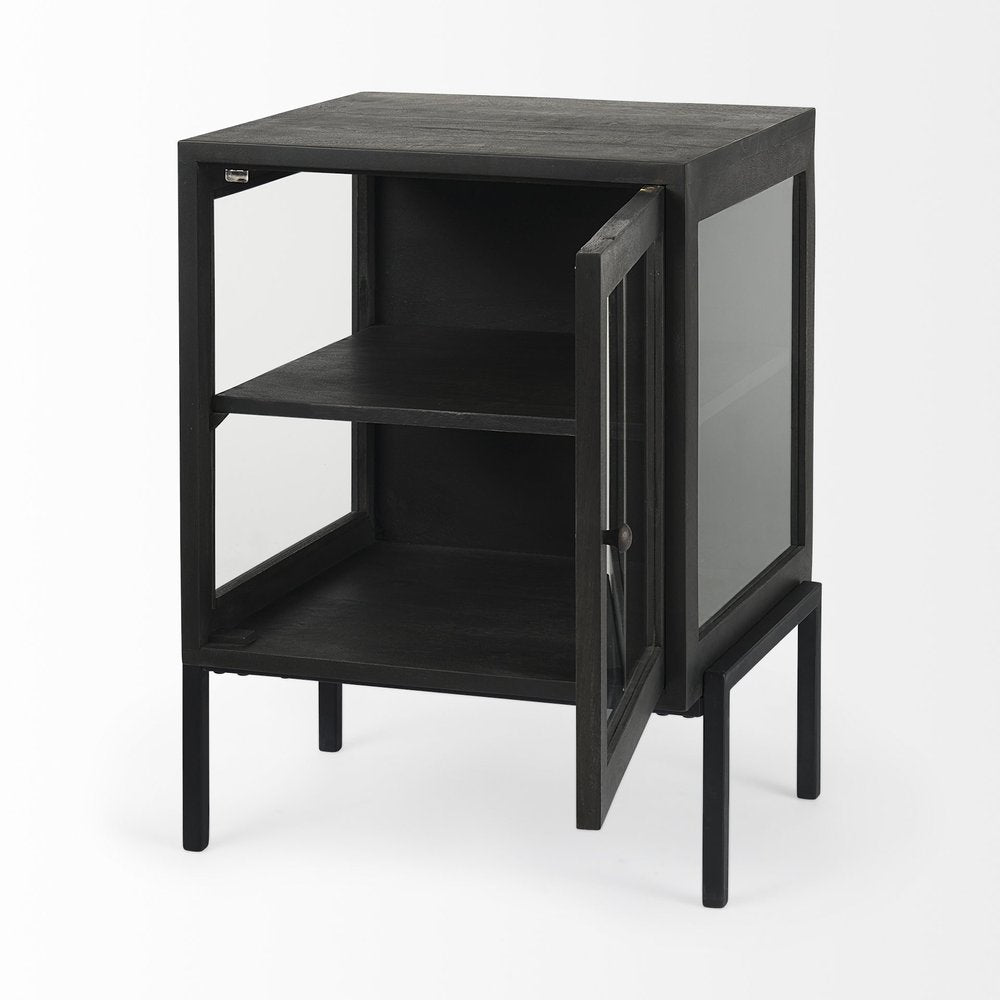 Black and Brown Solid Wood Square End Table - 26-inch