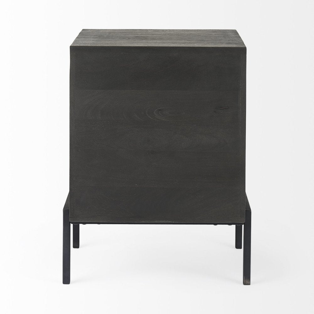 Black and Brown Solid Wood Square End Table - 26-inch