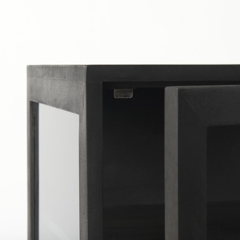 Black and Brown Solid Wood Square End Table - 26-inch