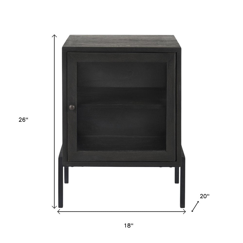 Black and Brown Solid Wood Square End Table - 26-inch