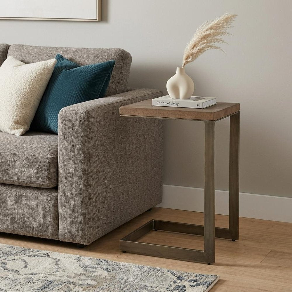 Brown Solid and Manufactured Wood Square End Table - 26-inch